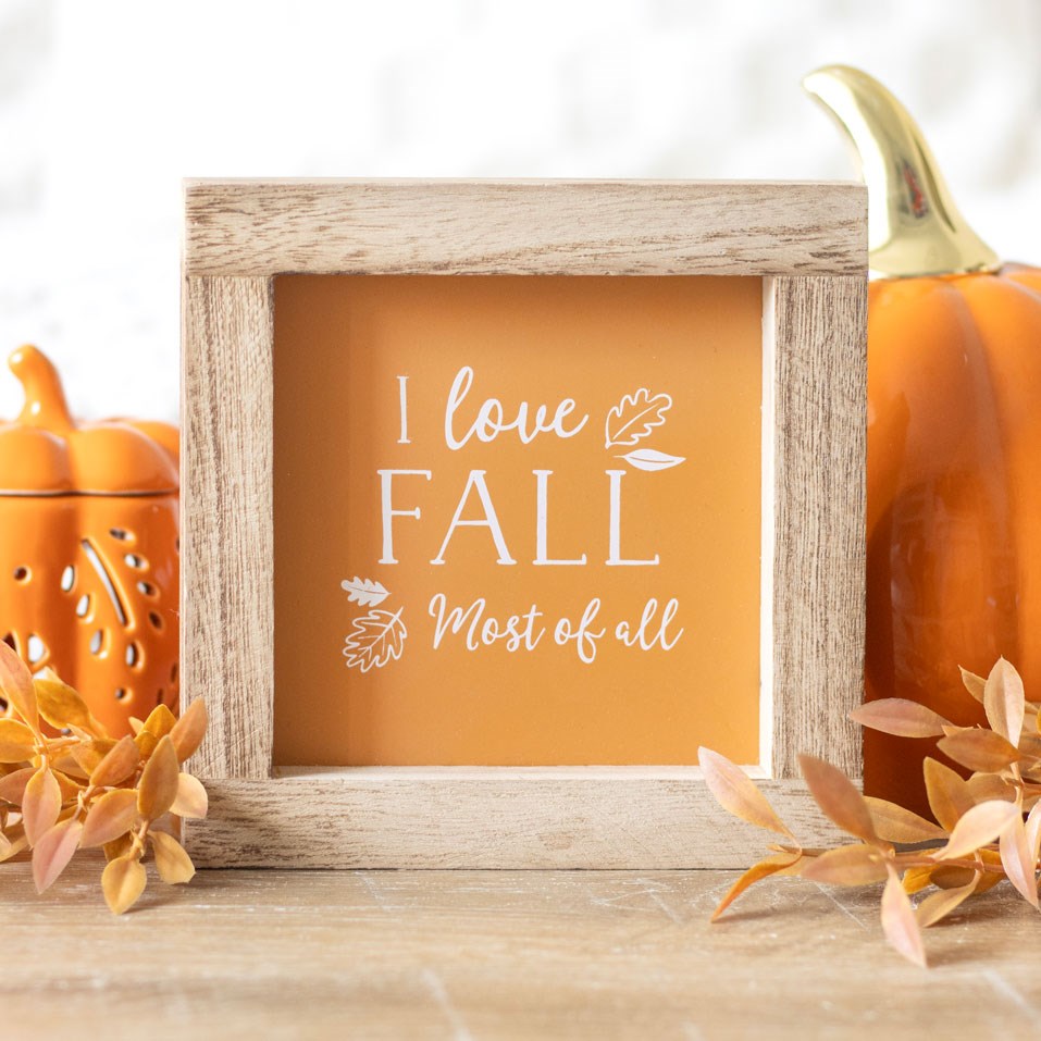 Orange I Love Fall Wooden Sign