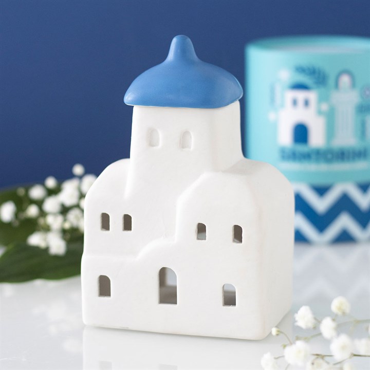 White & Blue Santorini Burner