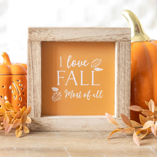 Orange I Love Fall Wooden Sign