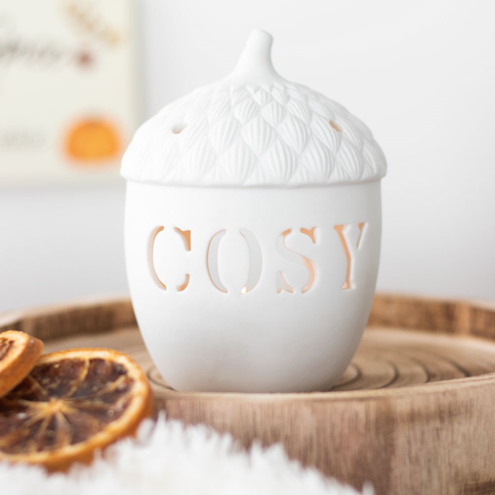 White Cosy Acorn Tealight Holder