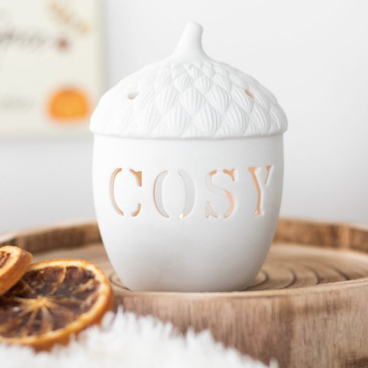 White Cosy Acorn Tealight Holder