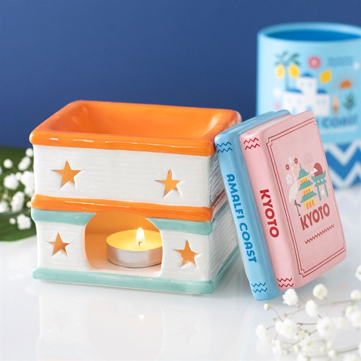 Bright Travel Book Stack Burner