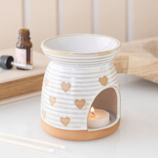 Beige Hand Painted Heart Burner