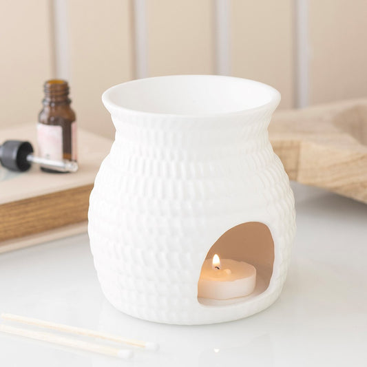 White Woven Basket Burner