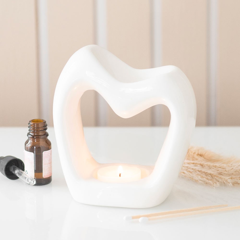 White Sculptural Heart Burner