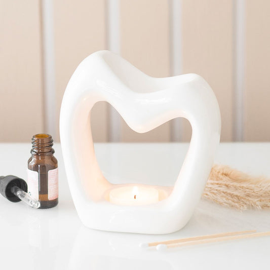 White Sculptural Heart Burner