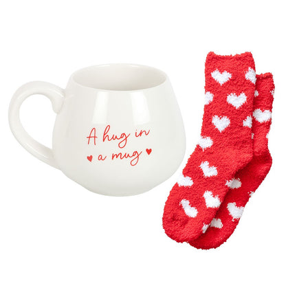 A Hug in a Mug Heart Mug & Socks Set