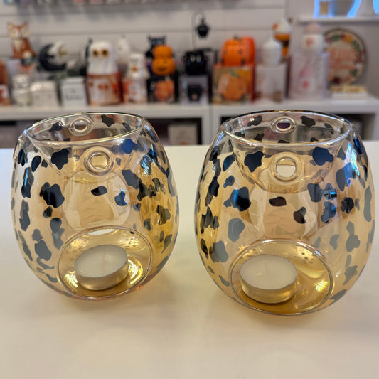 Gold Cheetah Print Glass Burner