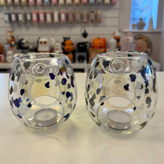 Silver Dalmatian Print Glass Burner