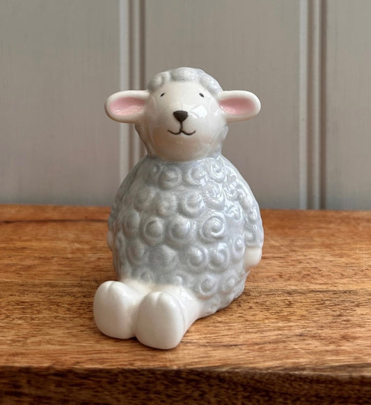 Cute Porcelain Sitting Sheep Ornament