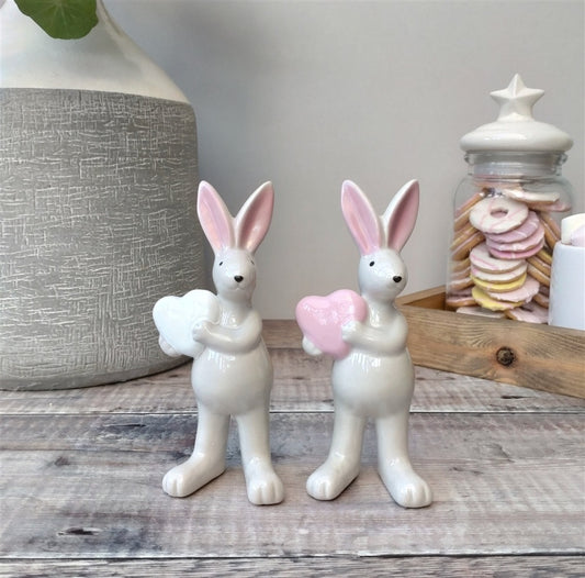 Grey Ceramic Heart Bunny