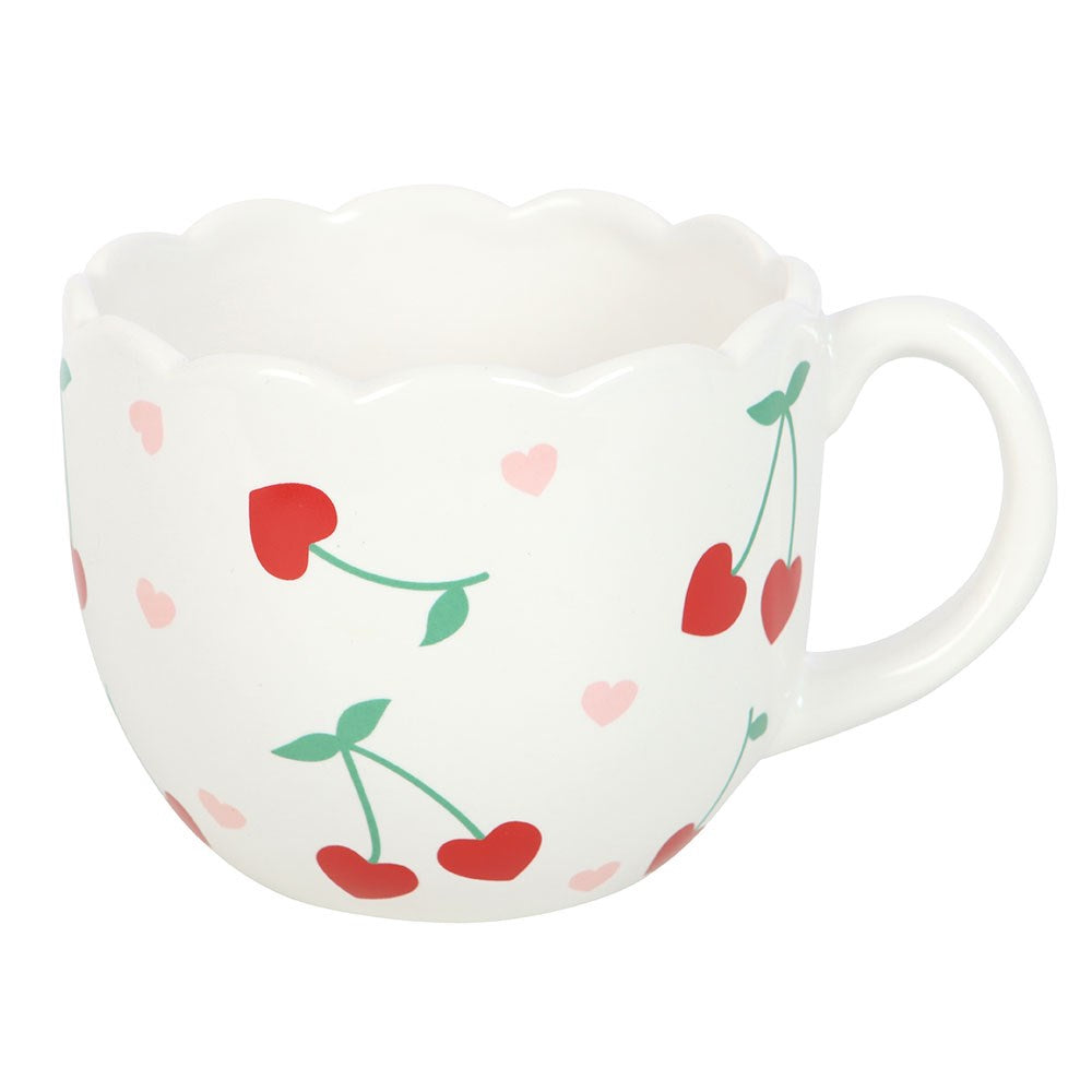 Scalloped Edge Cherry Print Mug