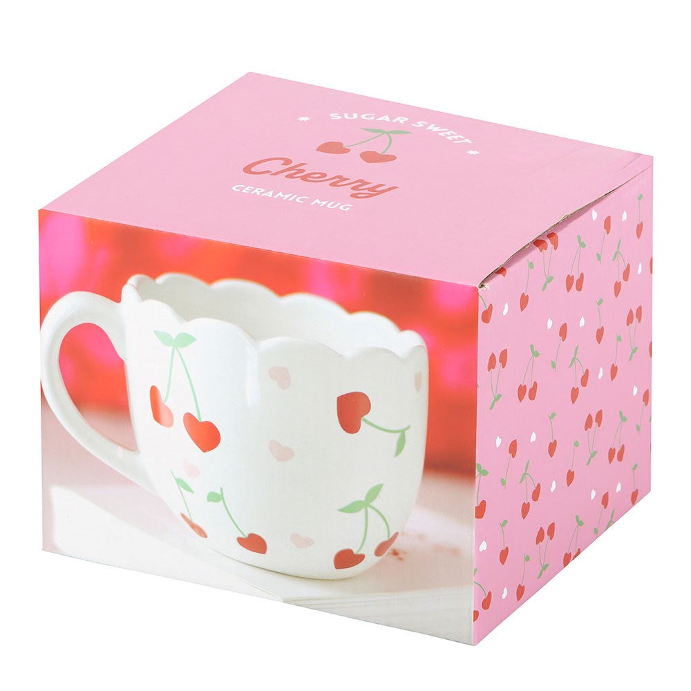 Scalloped Edge Cherry Print Mug