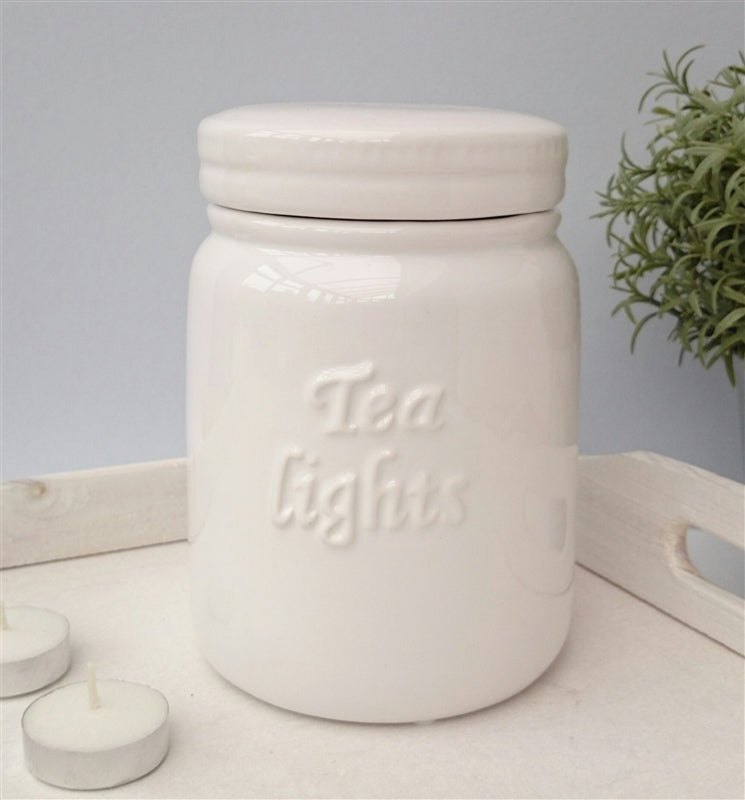 White Tealights Storage Jar