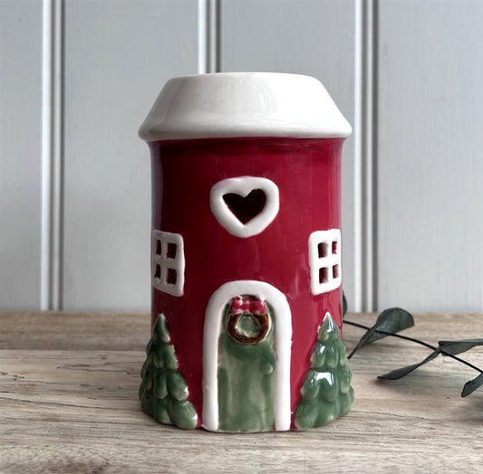 Red Christmas Pottery House Burner