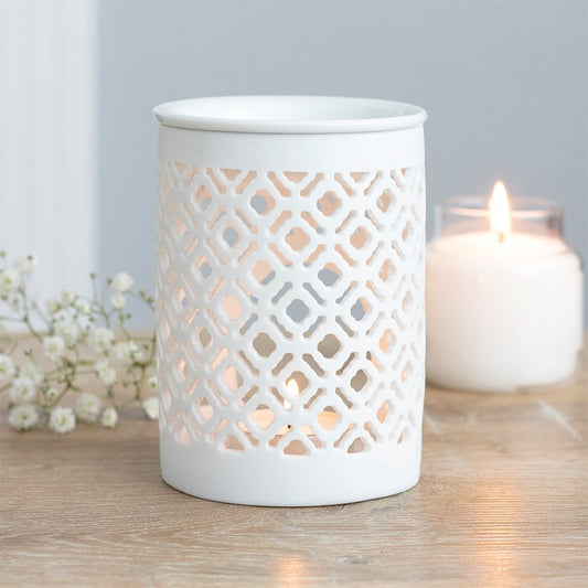 White Lattice Cut Out Burner